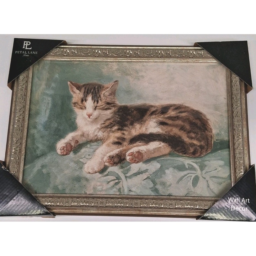 Petal Lane Home Framed Sleeping Cat Wall Art
